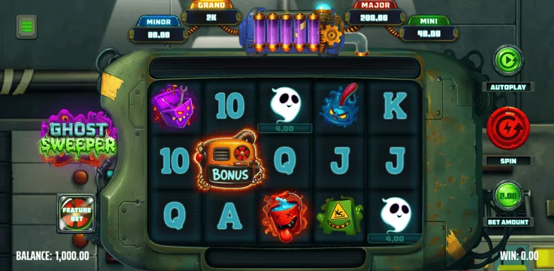 Ghost Sweeper – fő játékképernyő 5x3-as ráccsal